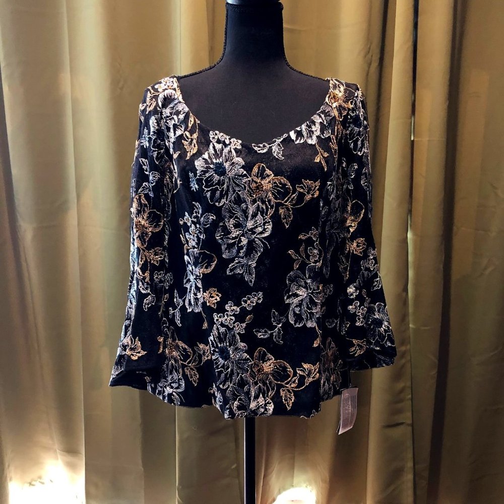 Alex Evenings Belled Sleeve Formal A- line Blouse Large w/tags